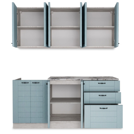 Кухня СОНЕТ  1,8  м  Сосна ЛОФТ / Дуб БИРЮЗА  (столешница Альберика+Планка) 