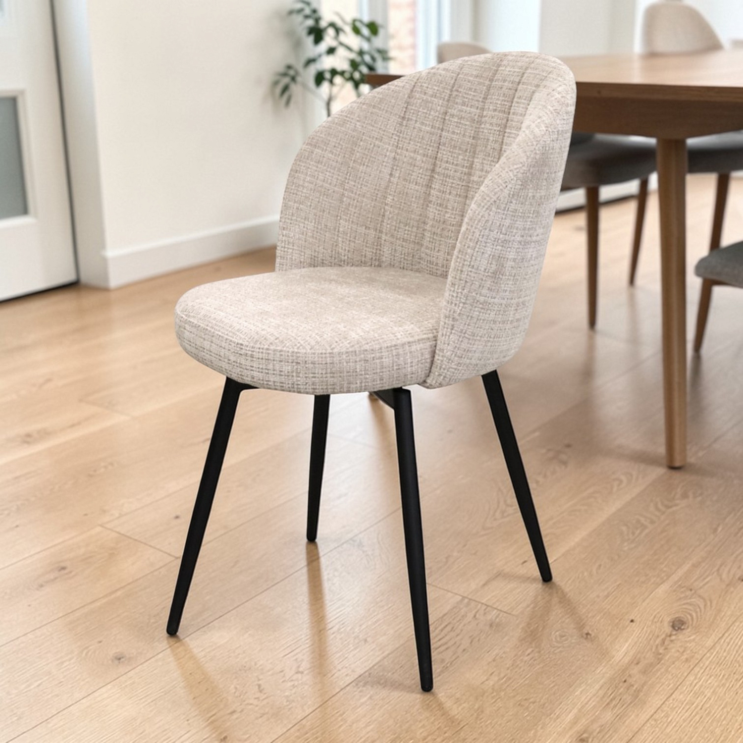 Стул DC-5771 Поворотный, металл черный, ткань UF928-26 (Бежевый) 